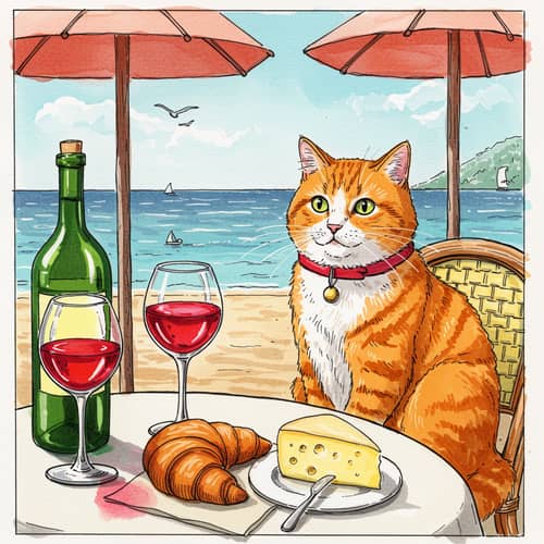 Charming Ginger Tomcat in a French Cafe Charming Ginger Tomcat in a French Cafe