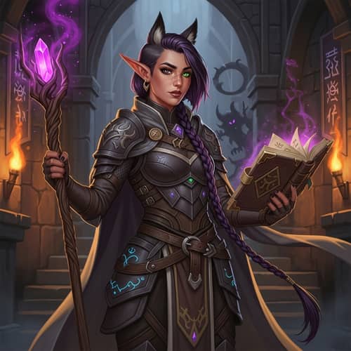 Dark Elf Warlock Character Art for D&D