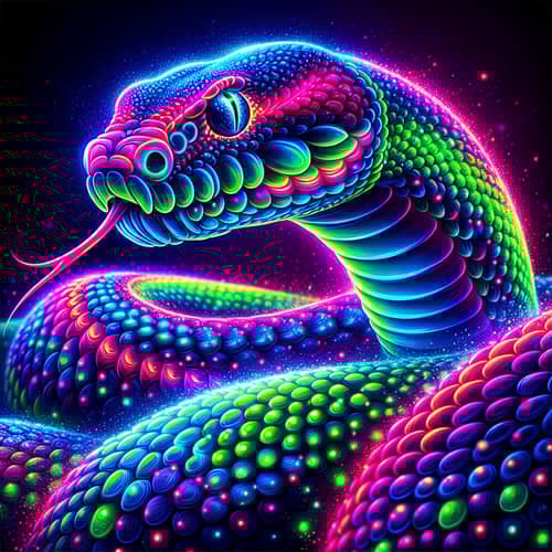 Vivid Neon Snake: Dazzling Blues, Electric Greens, Hot Pinks