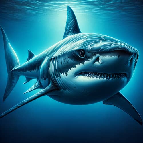Majestic Predator of the Deep: Fearsome Shark in Underwater World
