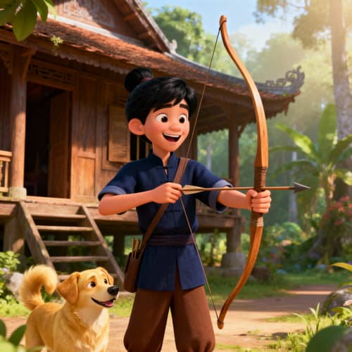 Young Vietnamese Hero in Folktale Adventure