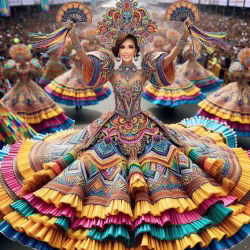 Sinulog Festival Queen in Cebu: Vibrant South Asian Woman Dancing with Bolos