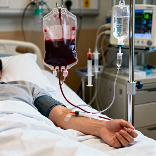 Realistic Hospital Image with IV and Blood Realistic Hospital Image with IV and Blood