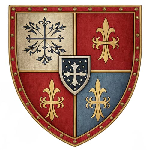 Coat of Arms: Gules and Silver Cross Design