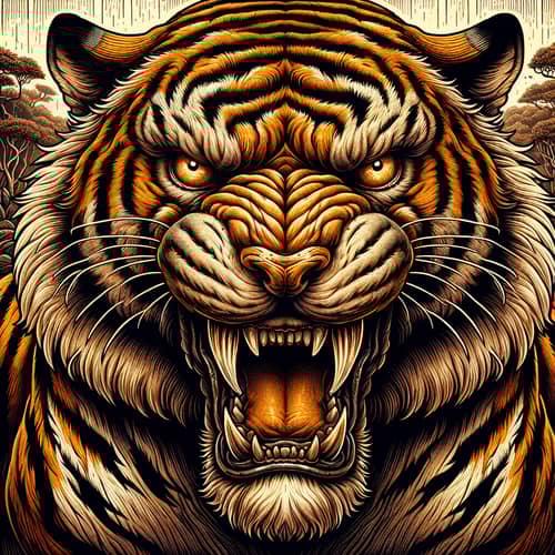 Ferocious Tiger in Raw Natural Environment