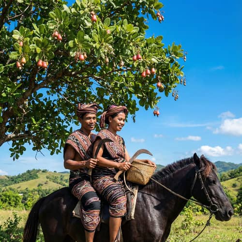 Traditional Sumbanese Couple Horseback Riding Traditional Sumbanese Couple Horseback Riding