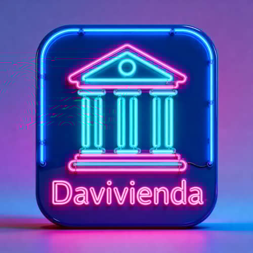 Davivienda App Icon: Neon and LED Style