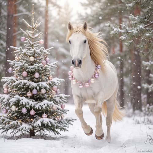 Graceful White Horse in a Winter Wonderland Graceful White Horse in a Winter Wonderland
