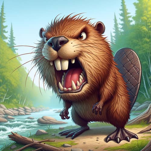 Agitated Beaver with Buck Teeth - Anger in Nature