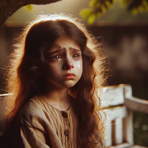 Emotionally Charged Scene of Crying Middle-Eastern Girl