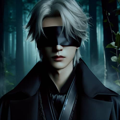 Mystical Silver-Haired Character in Black Cloak