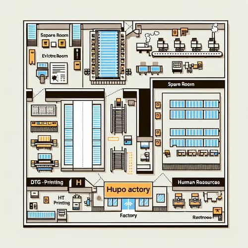 Factory Layout: Ground Floor Structure with DTG Printing Setup