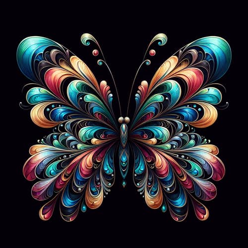 Colorful Butterfly on Black Background