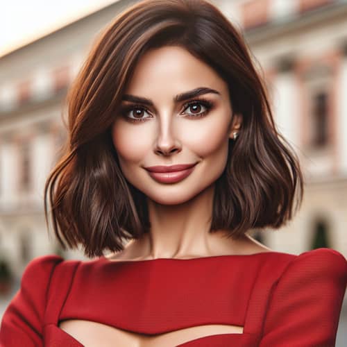 Stunning Ana de Armas Lookalike in Red Dress | Urban Pose