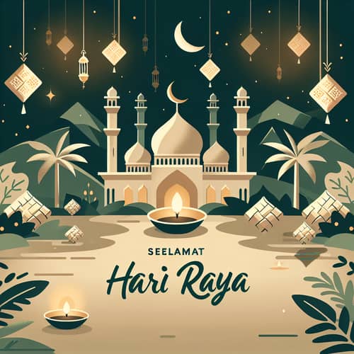 Warm and Simple Hari Raya Greeting Poster Design