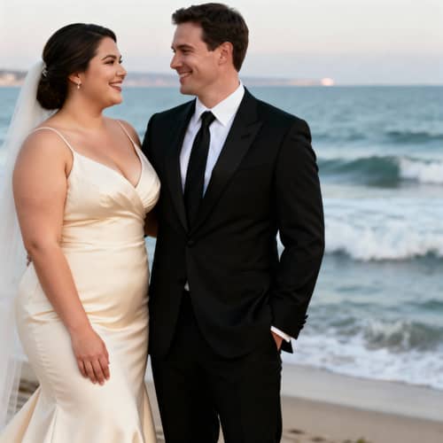 Stunning Ocean View Wedding: Bride in Cream Gown