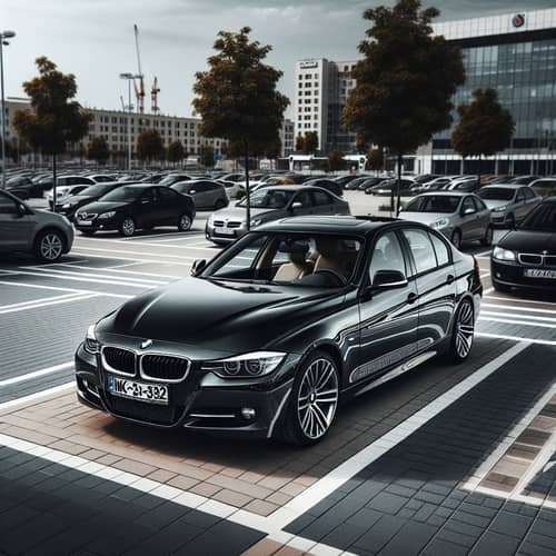 Sleek Black BMW E90 in Proper Parking Lot