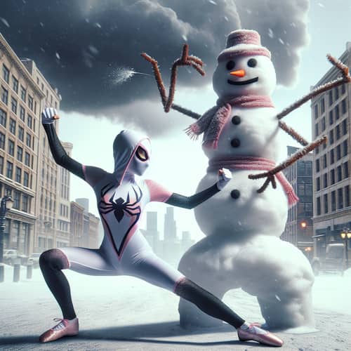 Spider Gwen vs Snowwoman: Epic Winter Showdown | Cityscape Action