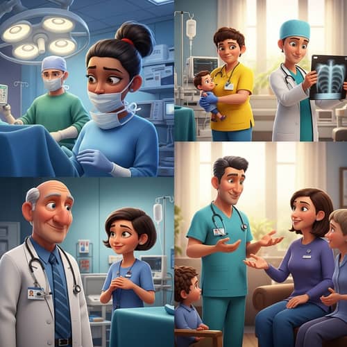 Diverse Animated Doctors in Action