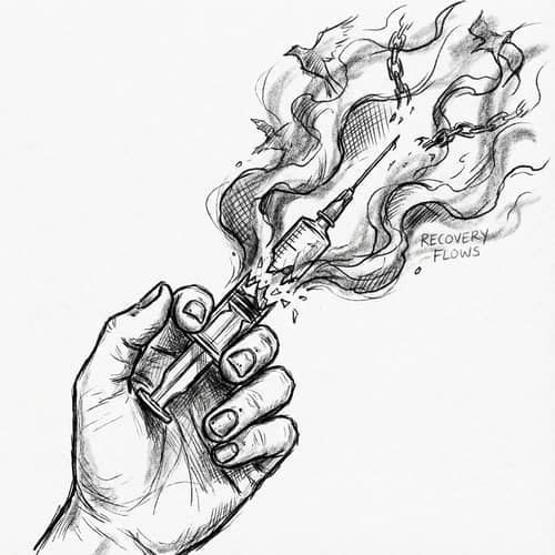 Abstract Recovery Art: Broken Syringe Symbolism