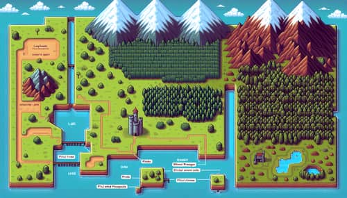 Retro Pixelated Level Selector Map for Video Game - Adventure & Curiosity