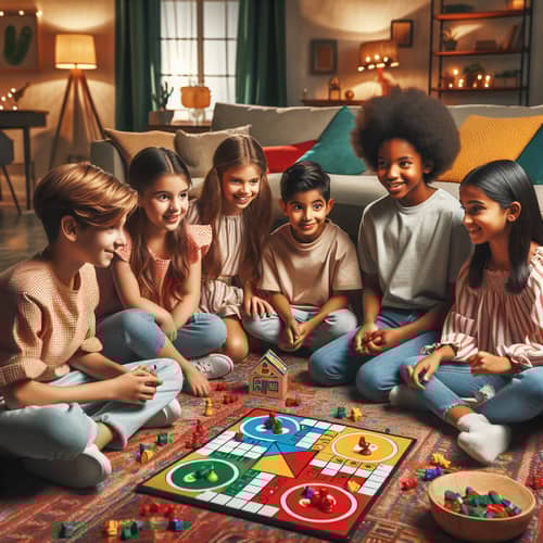 Diverse Children Play Lively Board Game - Exciting Game Session