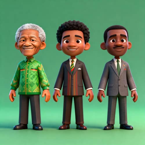 3D Cartoon Models of Mandela, Sankara, and Lumumba