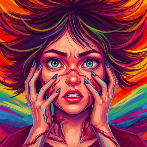 Colorful Surreal Painting of Painful Scars