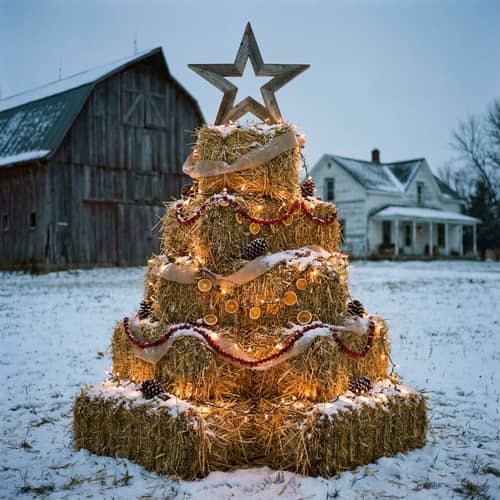 Christmas Tree Made of Hay Bales Christmas Tree Made of Hay Bales