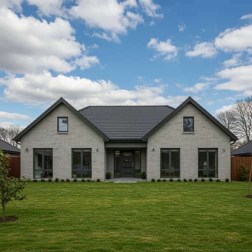 Modern Single-Story House with Gray Brick Roof