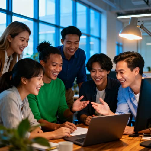 Diverse Team Collaboration in a Modern Office