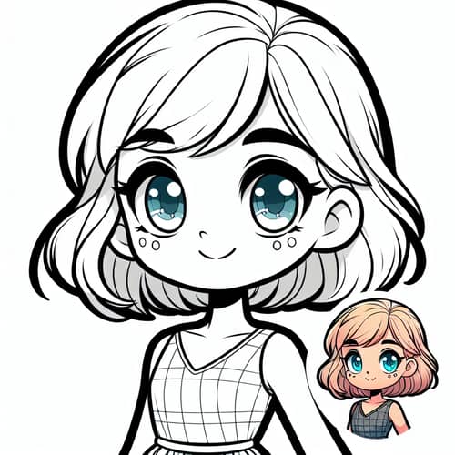 Kid-Friendly Blonde Girl Coloring Page | Colored Version