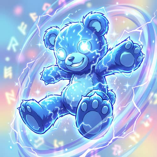 Vibrant Anime Teddy Bear in Electric Blue Lightning Vibrant Anime Teddy Bear in Electric Blue Lightning