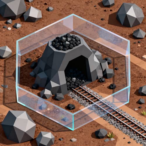 Low Poly Hexagon Coal Mine for Isometric Game Low Poly Hexagon Coal Mine for Isometric Game