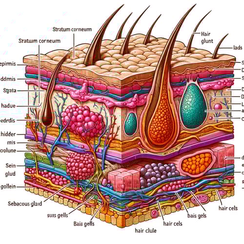 Detailed Illustration of Human Skin Cross-Section