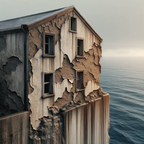 Weathered House Wall by the Sea