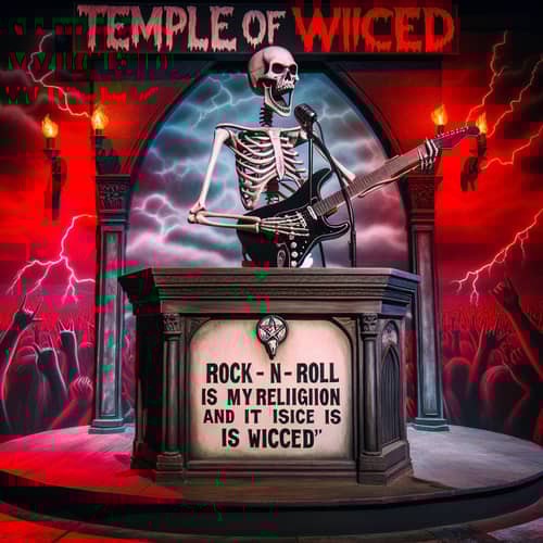 Temple of Wicced: Rock -n- Roll Preacher Skeleton with Guitar