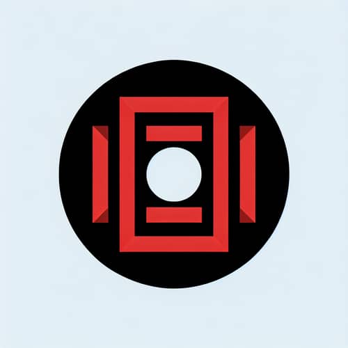 Circle with Rectangle: Bold Black and Red Design