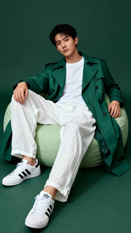 Stylish Portrait of a Young Man in Green Aesthetic Stylish Portrait of a Young Man in Green Aesthetic