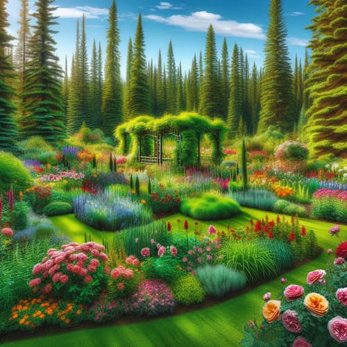 Beautiful Garden in Alberta, Canada | Vibrant Flowers & Towering Spruces