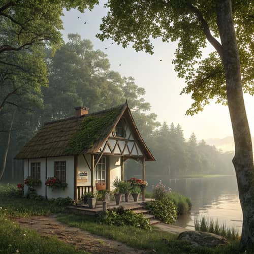 Charming Cabin by the Lake in a Lush Forest Charming Cabin by the Lake in a Lush Forest