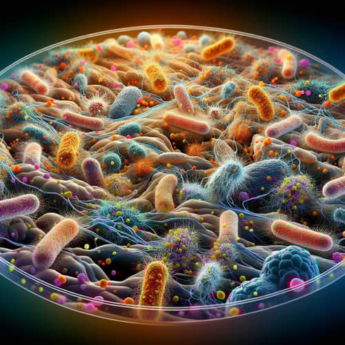 Intricate Bacteria Activity: A Microscopic Dance of Colors