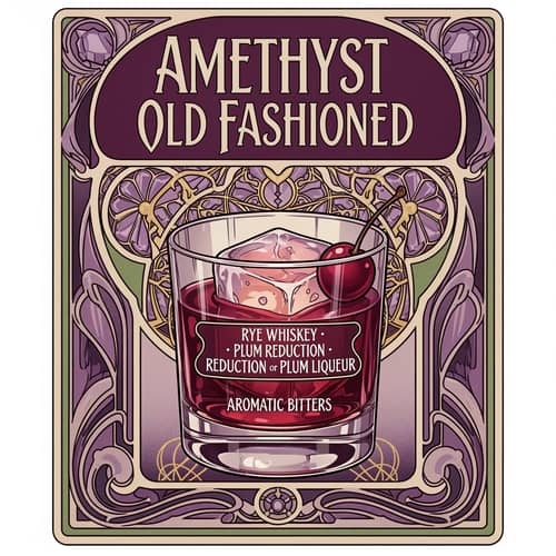 Amethyst Old Fashioned Cocktail - Vintage Poster Design