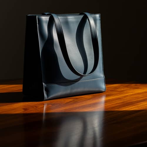 Midnight Blue Leather Tote - Minimalist Style