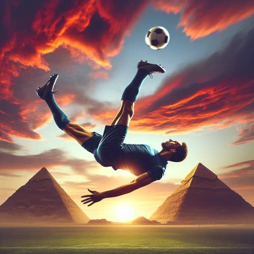 Soccer Player's Spectacular Bicycle Kick at Ancient Egyptian Pyramids