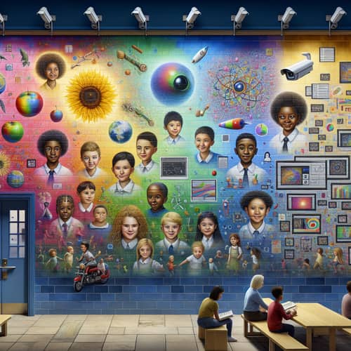 Vibrant School Mural with Educational Themes
