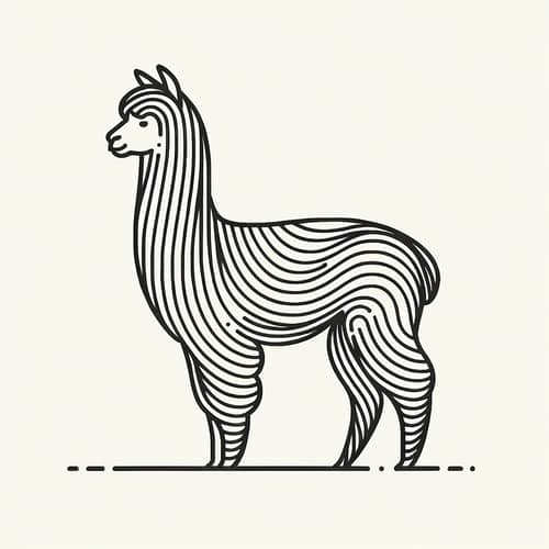 Minimalist Alpaca Silhouette Graphic Illustration