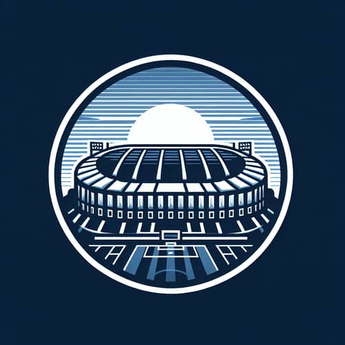Iconic Blue and White Football Stadium Symbol