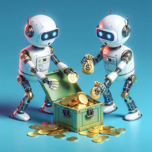 Dividing Treasure of Digital Rubles: Two Robots Share the Wealth