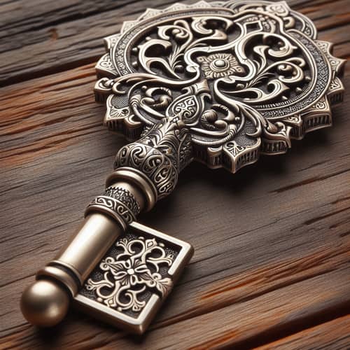 Intricately Carved Door Key - Ornate Patterns